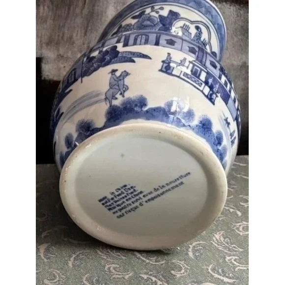 Blue & White Ceramic Pitcher Decorative Floral Design Vase - Picture 3 of 3